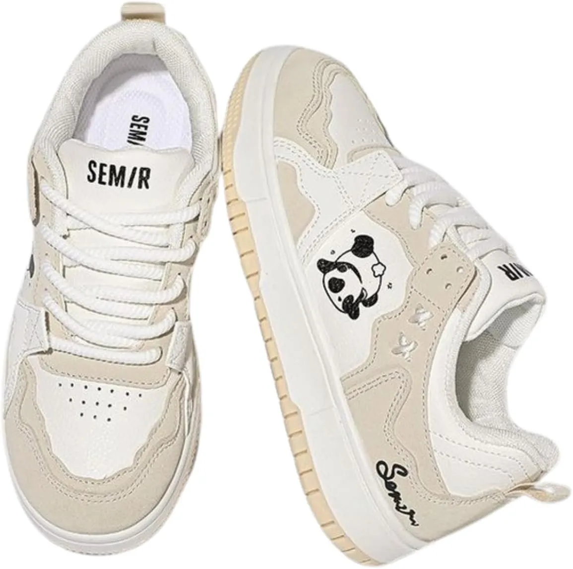 Panda-Themed Walking Sneakers for Women, Y2K Aesthetic, Cute Sporty Comfort, Travel-Ready