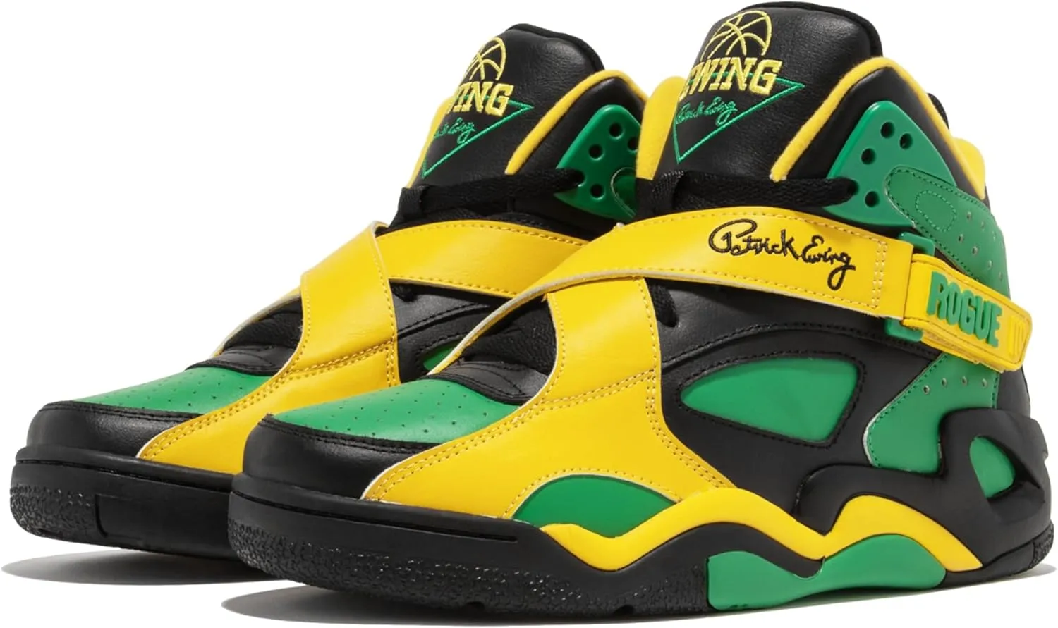 PATRICK EWING Athletics ROGUE Jamaica Sneakers - Limited Edition Black/Green/Yellow Athletic Shoes