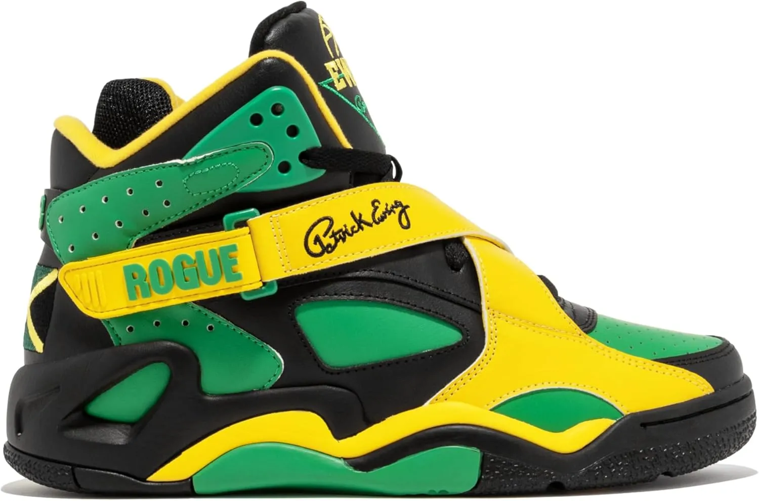 PATRICK EWING Athletics ROGUE Jamaica Sneakers - Limited Edition Black/Green/Yellow Athletic Shoes