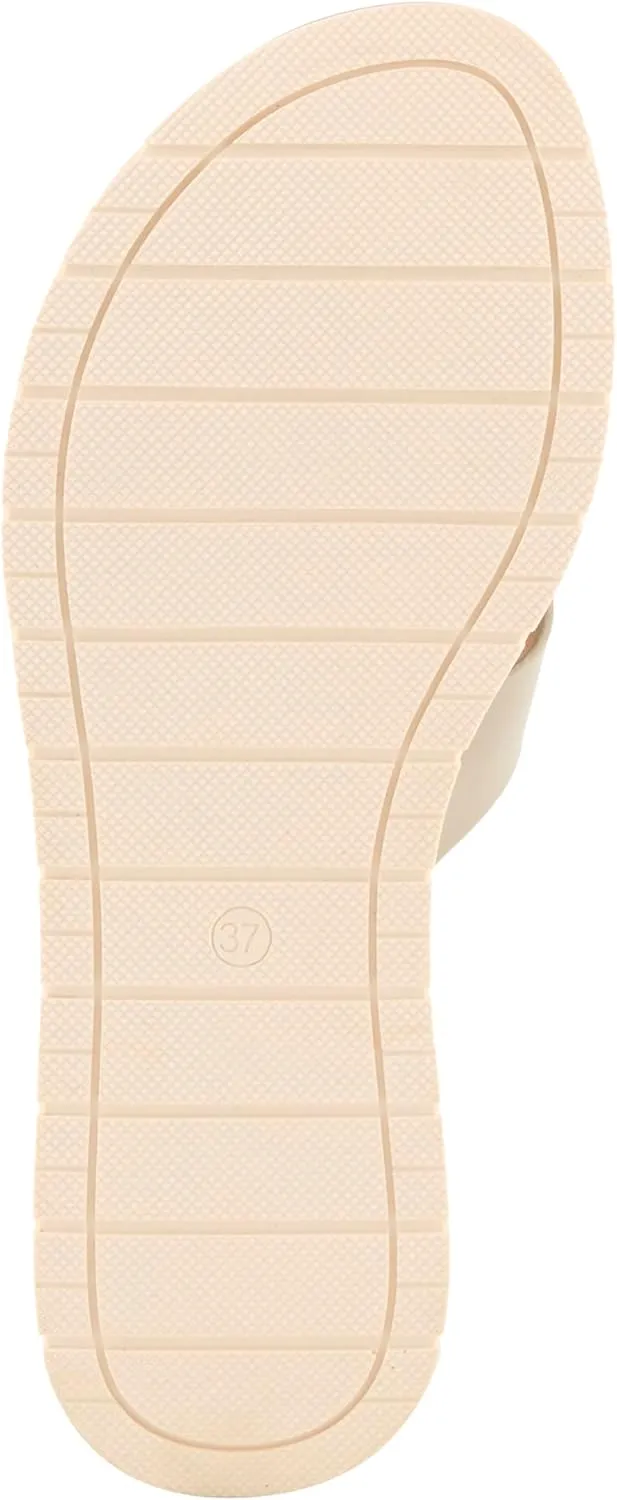PATRIZIA Women's MALMO Slide Sandals - H-Band Design, Gold Embellishment, Faux Stacked Wedge