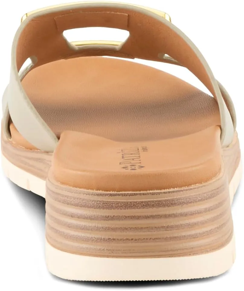 PATRIZIA Women's MALMO Slide Sandals - H-Band Design, Gold Embellishment, Faux Stacked Wedge