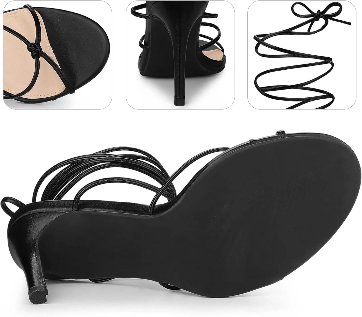 Perphy Lace Up Slingback Strappy Stiletto Heels Sandals for Women