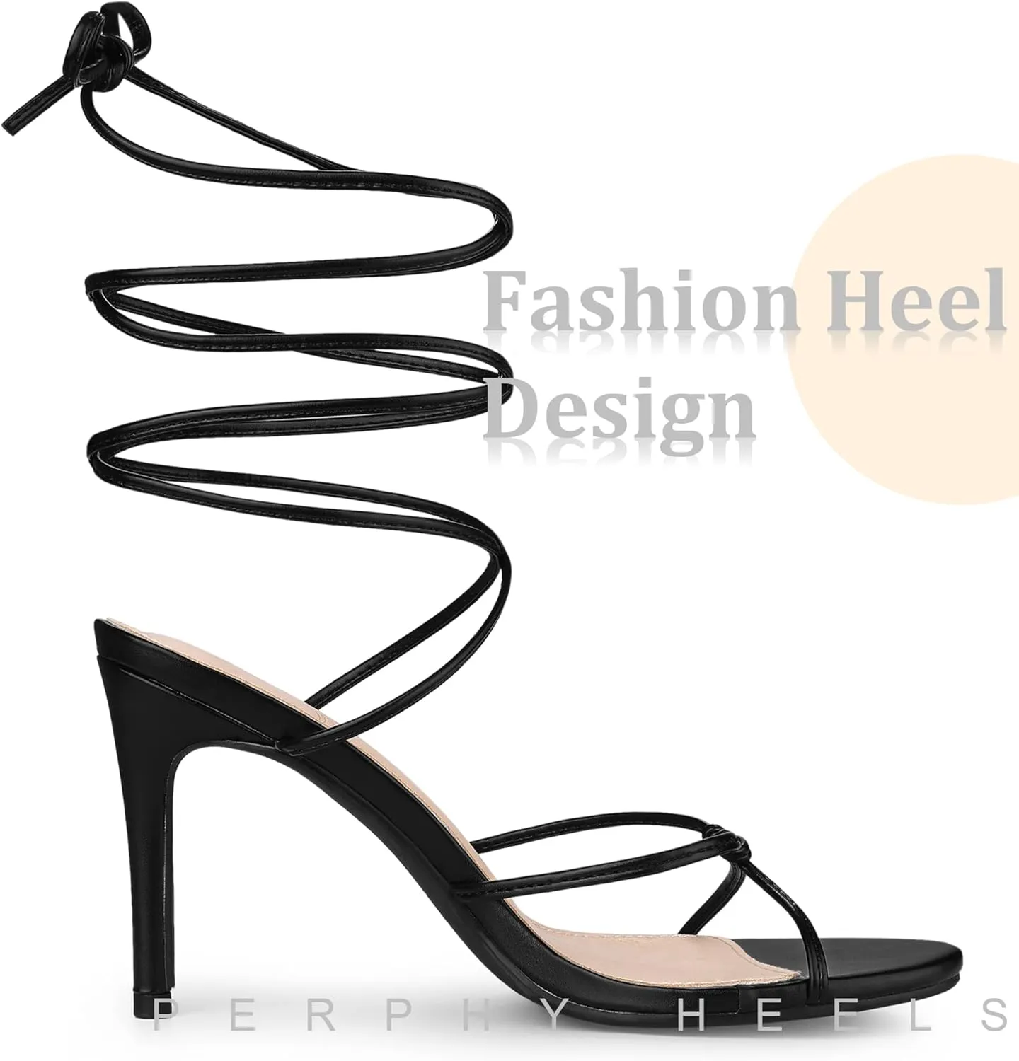 Perphy Lace Up Slingback Strappy Stiletto Heels Sandals for Women