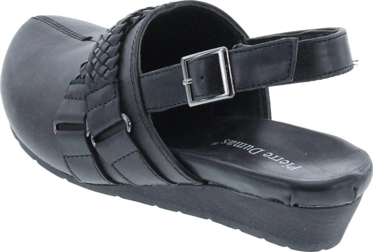 Pierre Dumas Women's Lexy-3 Vegan Leather Braided Accents Adjustable Strap Clogs