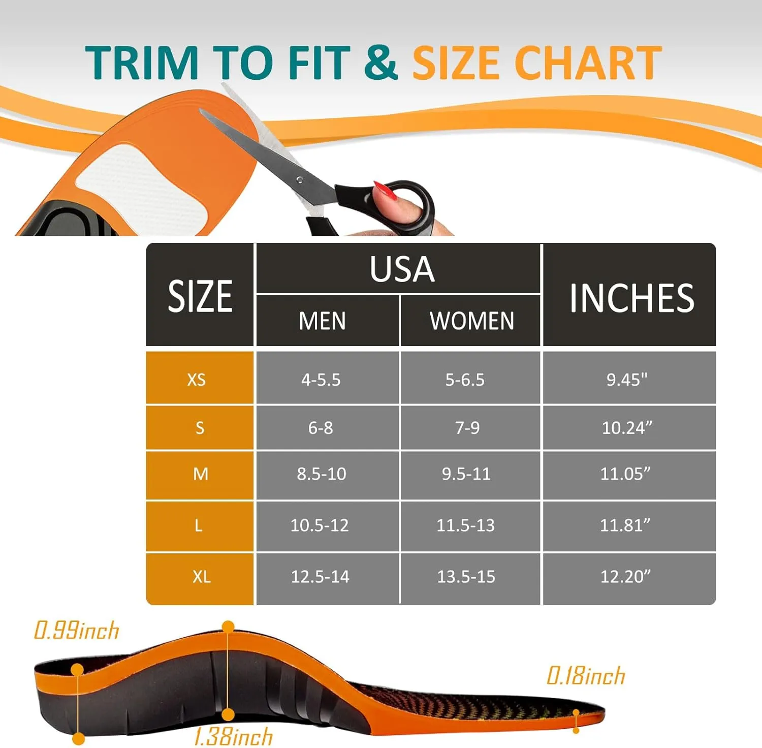 Plantar Fasciitis Insoles for Standing All Day, Heavy Duty High Arch Suppport Pain Reflief Orthotic Insert for Flat Feet Women Men Work Boots Shoe