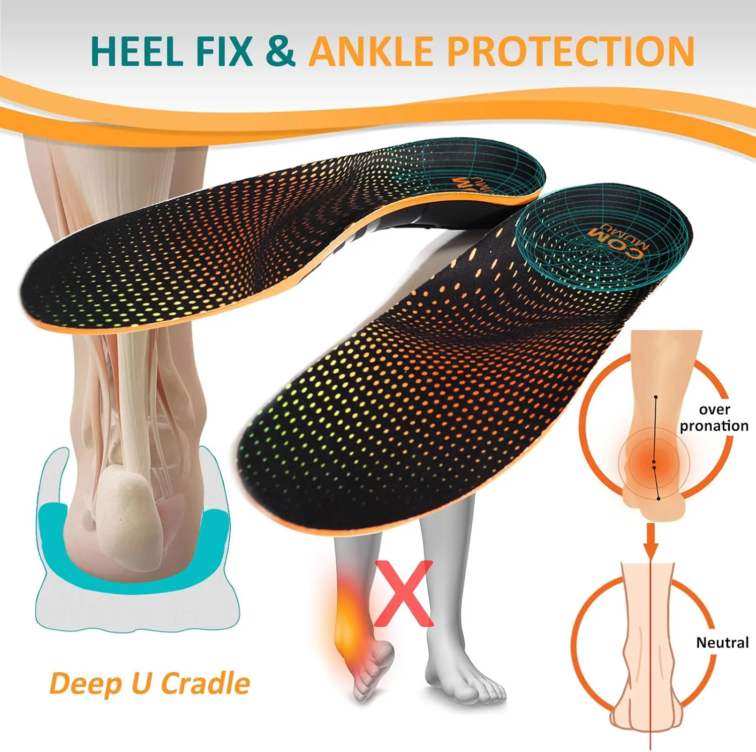 Plantar Fasciitis Insoles for Standing All Day, Heavy Duty High Arch Suppport Pain Reflief Orthotic Insert for Flat Feet Women Men Work Boots Shoe