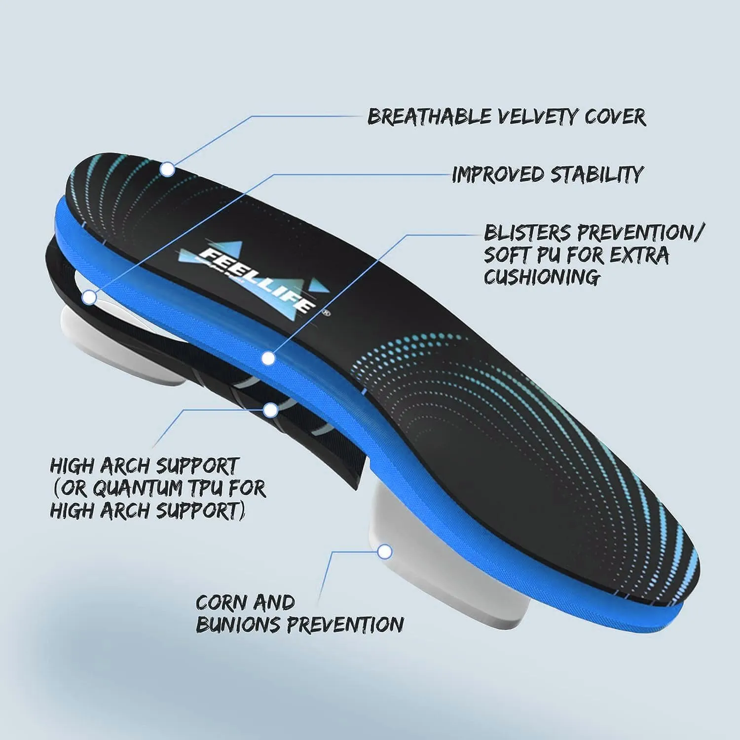 Plantar Fasciitis Relief Shoe Insoles [1-Pair], Arch Support Insoles, Running Athletic Gel Shoe Inserts, Orthotic Insoles for Arch Pain [Trim to Fit: Men 10-14/Women 11-15]