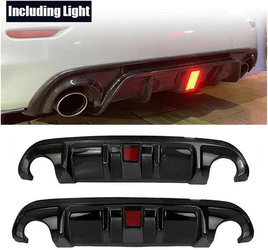 Rear Bumper Diffuser Lip Spoiler Modification Car Accessories Compatible for Infiniti Q50 Standard 2014 2015 2016 2017(Not Fit Sport Model)(Carbon-no Light)