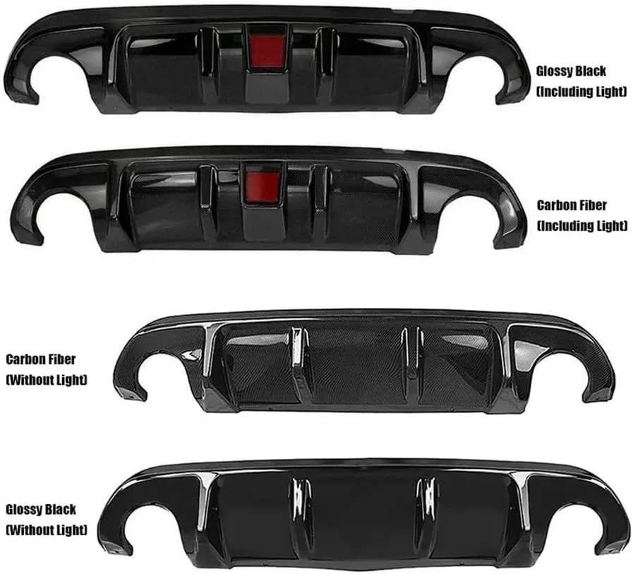 Rear Bumper Diffuser Lip Spoiler Modification Car Accessories Compatible for Infiniti Q50 Standard 2014 2015 2016 2017(Not Fit Sport Model)(Carbon-no Light)