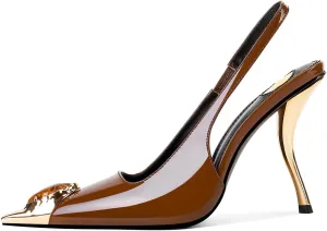 Rhinestones Slingback Kitten Heels Pointed Closed Toe Pumps for Women, Stiletto 4Inch High Heeled Sandals for Dress Shoes