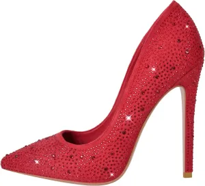 Richealnana Women's Rhinestones Pointed Toe Stiletto High Heel Pumps Slip On