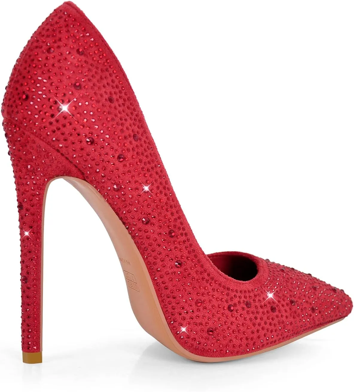 Richealnana Women's Rhinestones Pointed Toe Stiletto High Heel Pumps Slip On