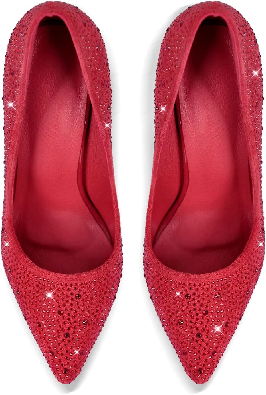Richealnana Women's Rhinestones Pointed Toe Stiletto High Heel Pumps Slip On