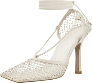 Richealnana Women's Square Toe Mesh Lace Up Strappy Sexy Sandals