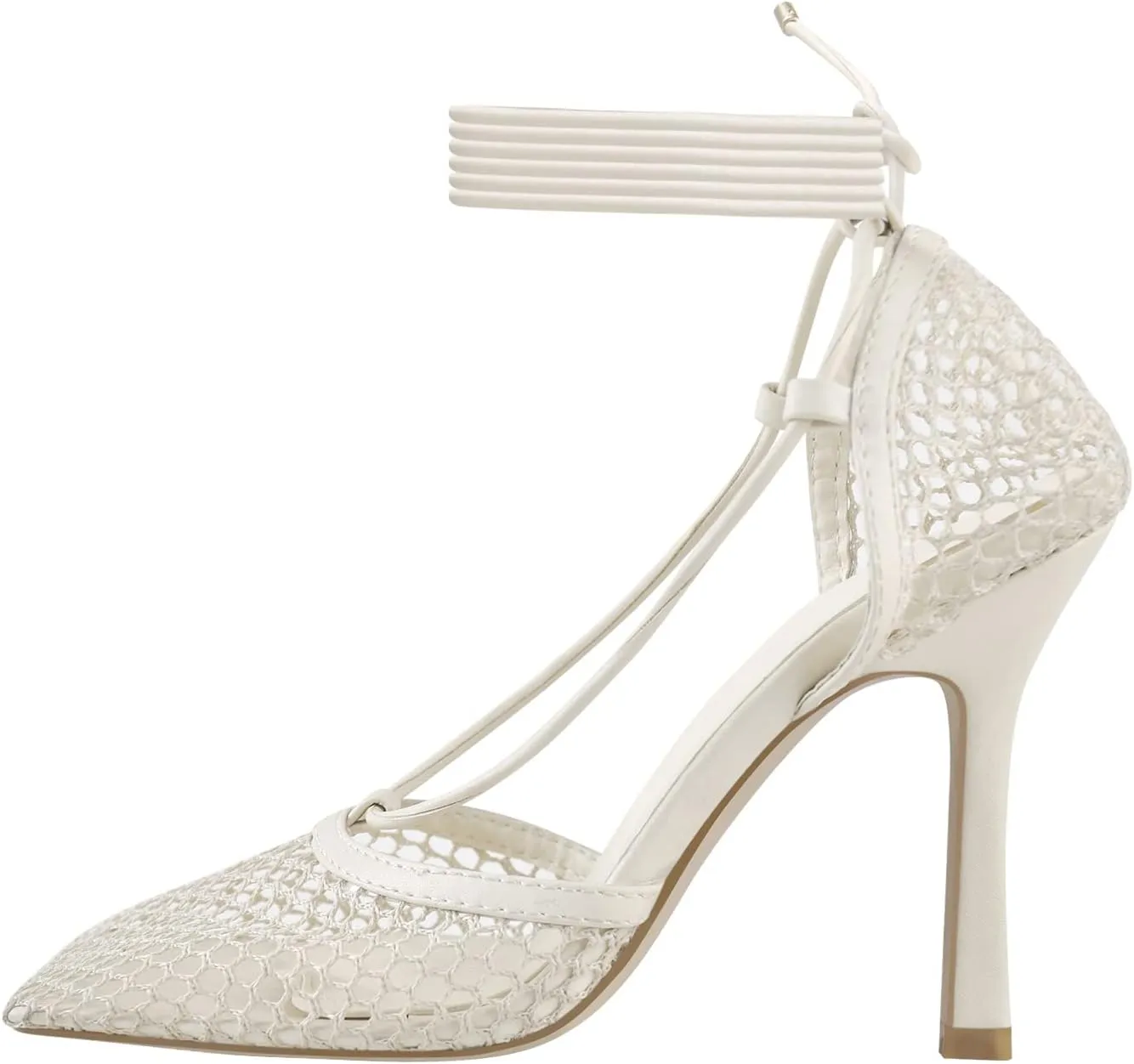 Richealnana Women's Square Toe Mesh Lace Up Strappy Sexy Sandals