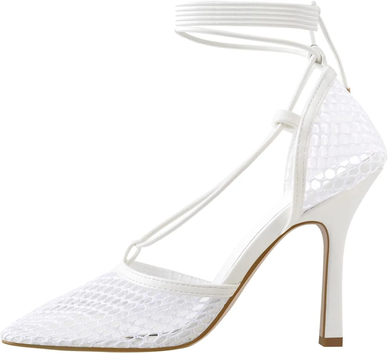 Richealnana Women's Square Toe Mesh Lace Up Strappy Sexy Sandals