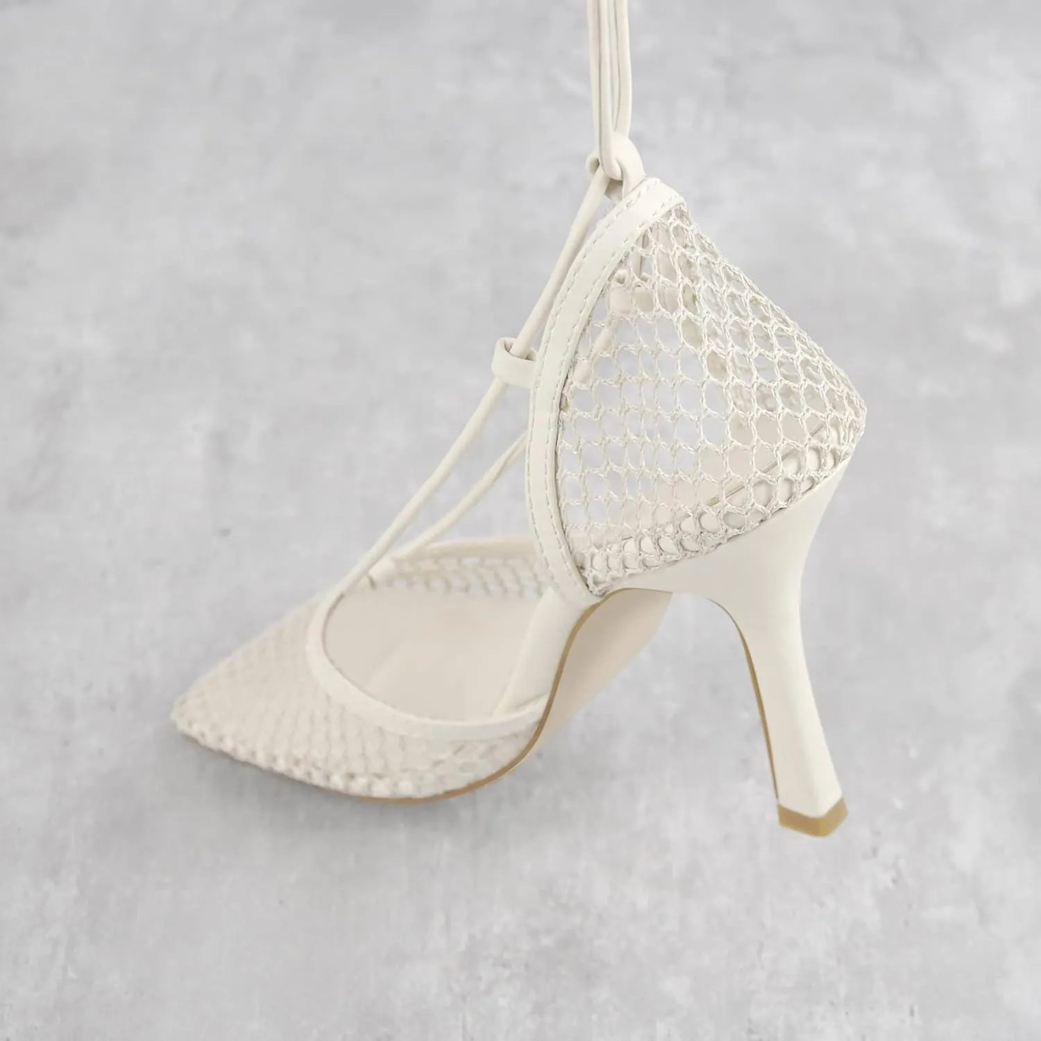 Richealnana Women's Square Toe Mesh Lace Up Strappy Sexy Sandals