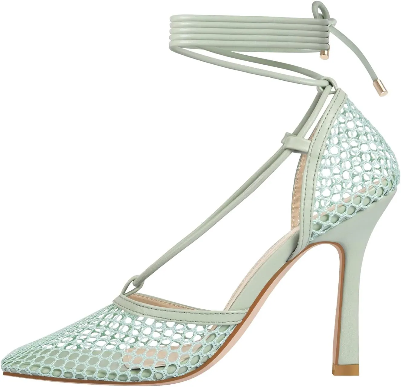 Richealnana Women's Square Toe Mesh Lace Up Strappy Sexy Sandals