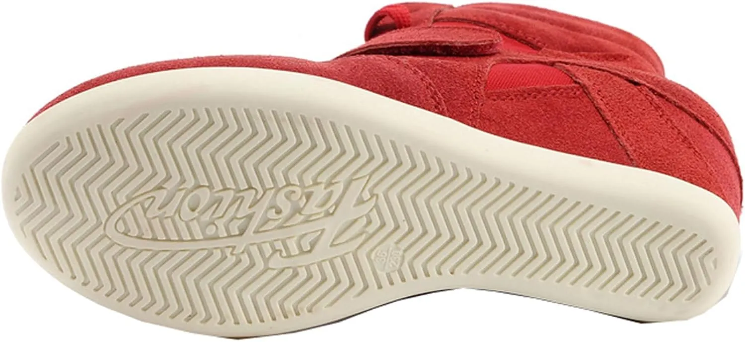 rismart Women's Wedge Casual Hook Loop Fabric Suede Leather Fashion Sneakers