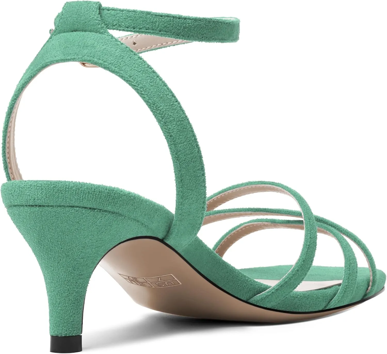 ROSERWISH Womens Wedding Suede Ankle Strap Buckle Square Toe Fashion Strappy Dress Kitten Low Heel Heeled Sandals 2 Inch