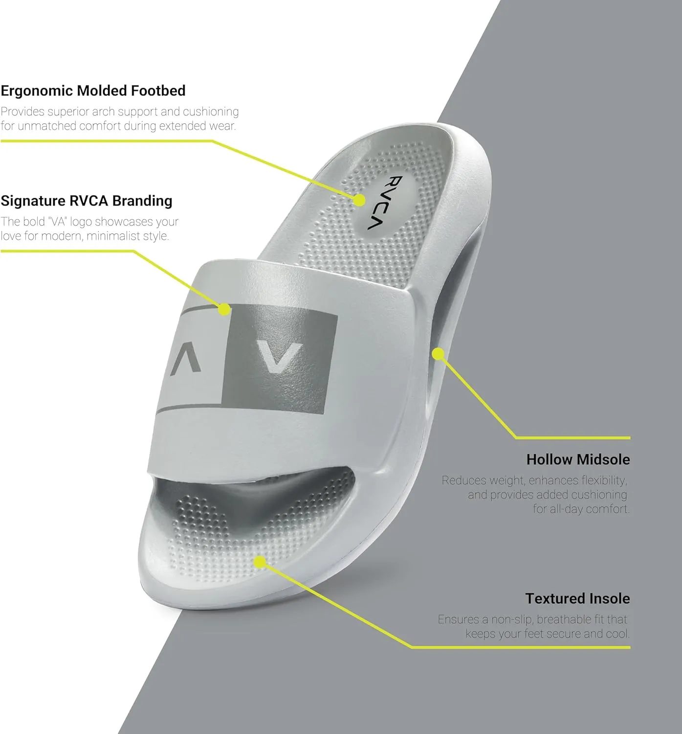 RVCA VA Molded Slide Sandals - Bold Style and Ultimate Breathable Comfort