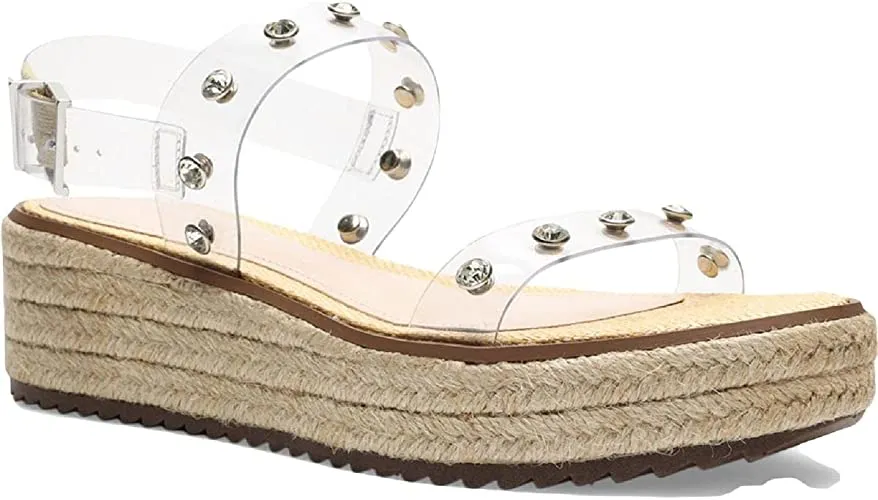 SCHUTZ Women's Cristiane Vinyl & Leather Sandal, TRANSPARENT, Size 6