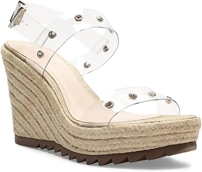 SCHUTZ Women's Cristiane Vinyl & Leather Sandal, TRANSPARENT, Size 6
