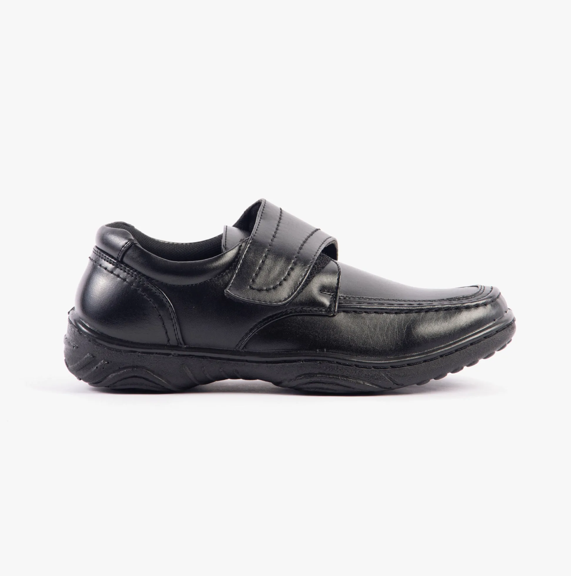 Scimitar KAIL Mens Faux Leather Velcro Bar Loafers Black