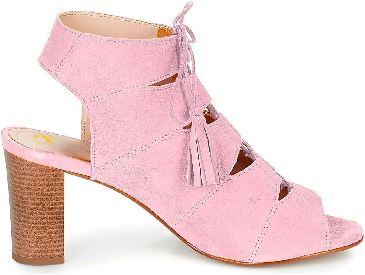 SHODENSE Women Fashion High Chunky Heel Sandals Open Peep Toe Suede Caged Ankle Booties Cutout Lace Up Backless Summer Sandal Boots Stacked Block Heels Dress Bootie Office Lady Party Ball 4-11 M US