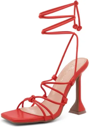 Shoe Land SL-Melody Women's Lace-Up Heels, Dressy Strappy High Heel Sandals, Square Open Toe with Tie-Up Ankle Wrap – Stiletto Heels for Prom, Party, and Wedding