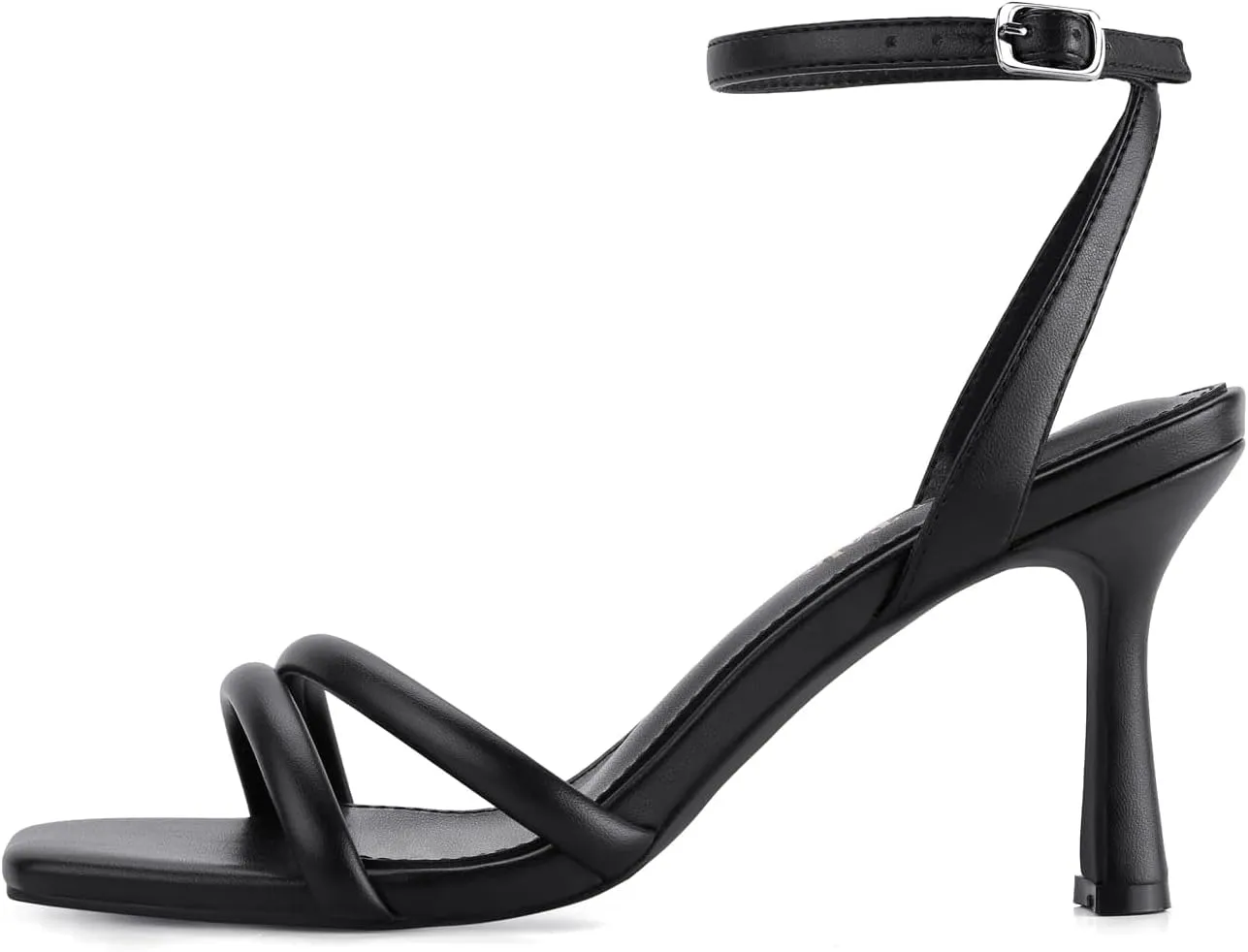 Shoe'N Tale Women's Strappy Heels Sexy Stilettos Summer Heeled Sandals High Heel Ankle Buckle Square Toe Dressy Shoes
