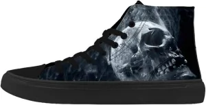 Skull Sneakers for Men - High Top Punk Rock Joker Print Fashion Shoes - Black Cool Footwear