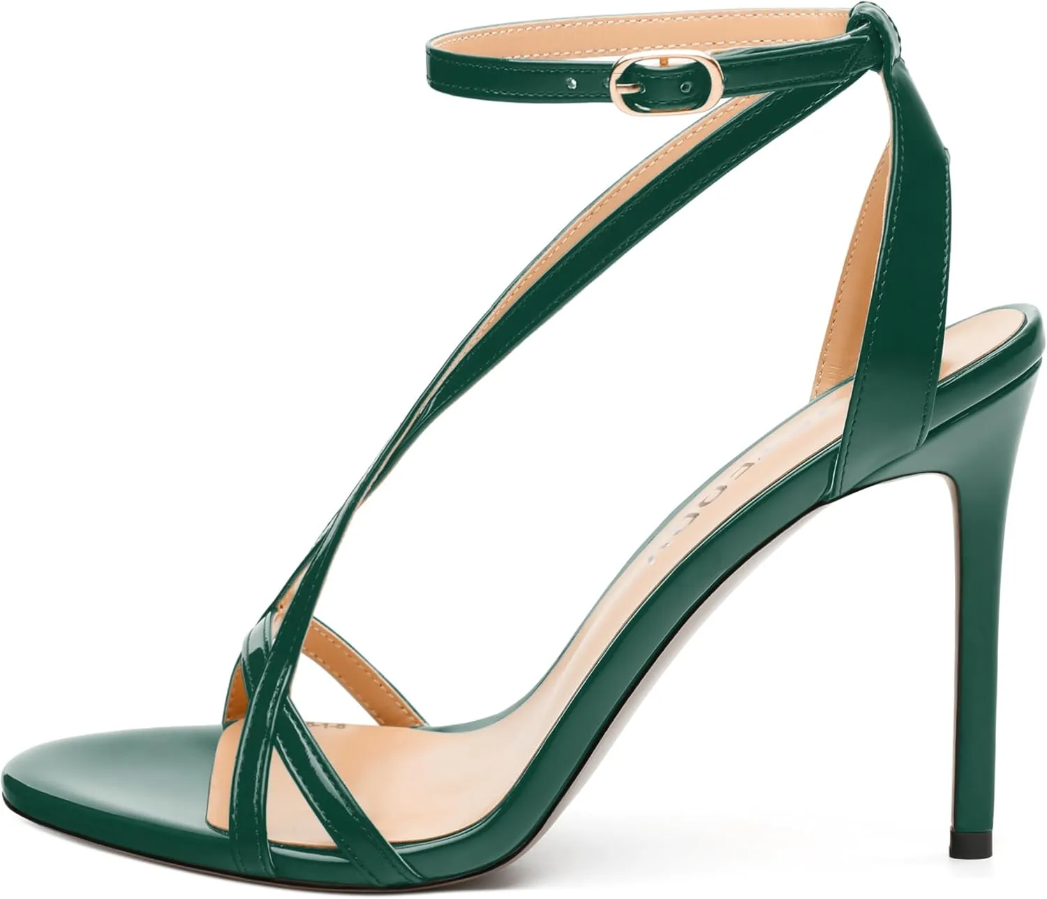 SKYSTERRY Lace Up High Stiletto Heeled Patent Sandals For Women Round Open Toe Strappy Ankle Buckle Heels Womens Dress Wedding Evening Fashion Shoes 4 Inch