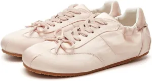 Sneakerina Ballet Sneaker Shoes For Women Girls Flats Cute Casual Lightweight Running Soft with Bow Decorated - Y2K Retro Non Slip Tennis & Racquet Sport Preppy Elegant Athleisure Comfortable Walking