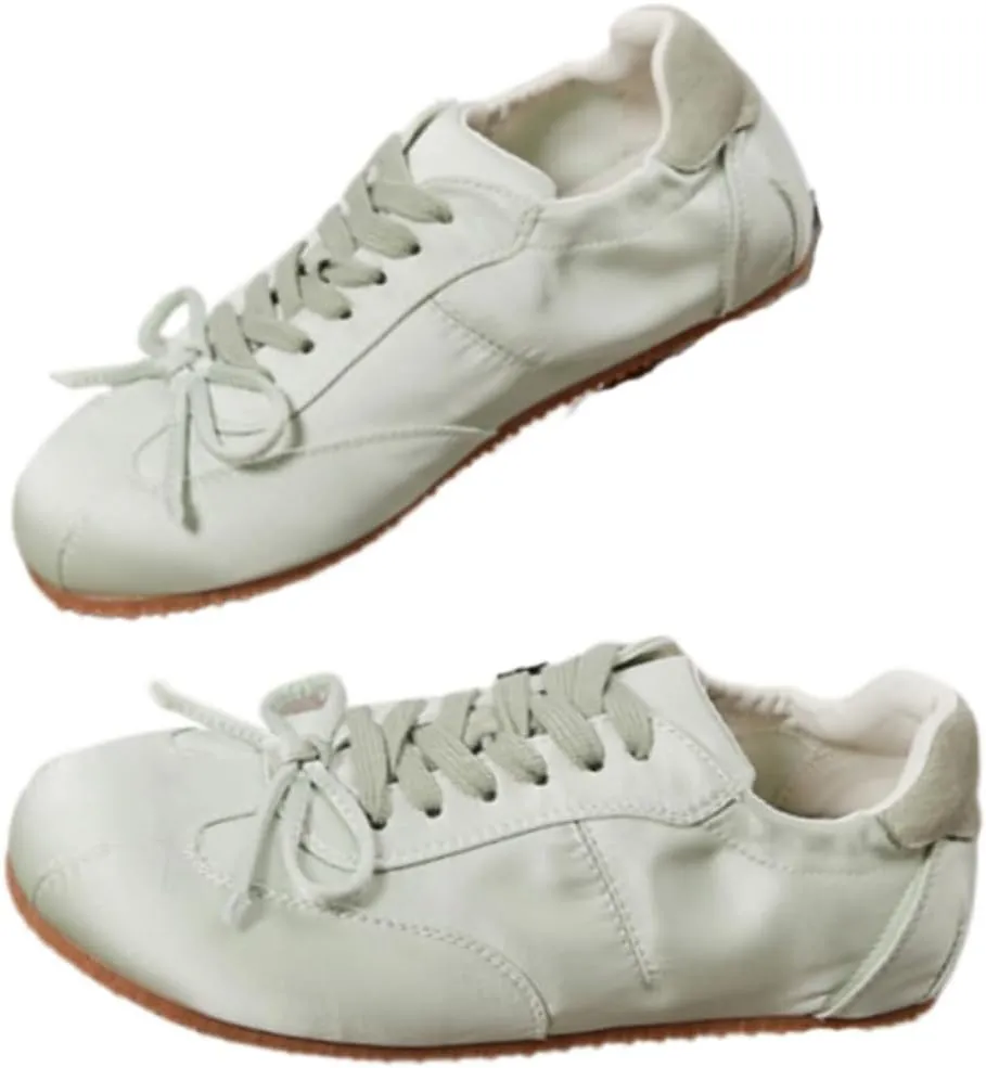 Sneakerina Ballet Sneaker Shoes For Women Girls Flats Cute Casual Lightweight Running Soft with Bow Decorated - Y2K Retro Non Slip Tennis & Racquet Sport Preppy Elegant Athleisure Comfortable Walking