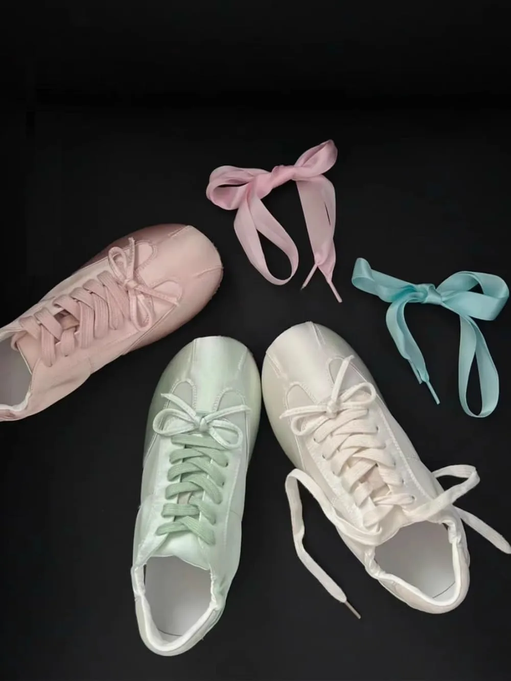 Sneakerina Ballet Sneakers for Women Lace-up Satin Ballerina Sneakers Flat Round Toes with Bow Decors Cute Y2K Retro No Slip Sole Soft Breathable Lightweight Casual Comfort Dress Shoes Tennis Running
