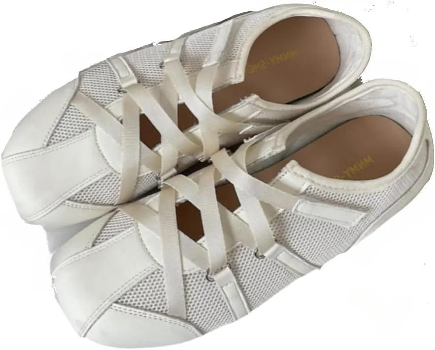 Sneakerina Dressy Ballet Sneakers Women Girls Cute Y2K Retro Lace Up Round Toes Breathable Non-Slip Chunky Sole Casual Fabric Platform Sneakers Preppy Back to School Gifts Daughter Granddaughter