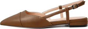 Soireelady Women's Slingback Flats, Closed Pointed Toe 2CM Ballet Flats, Cap Toe Comfortable Casual Flat Office Dressy Shoes