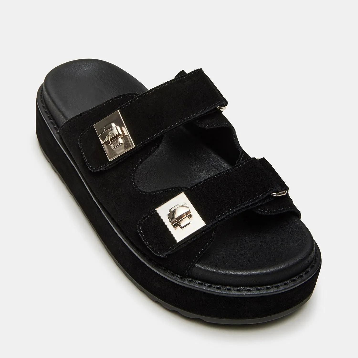 SOVANYOU Platform Sandals for Women Comfortable Summer Beach Sandal Slip on Platform Slides Double Buckle Casual Vacation Shoes