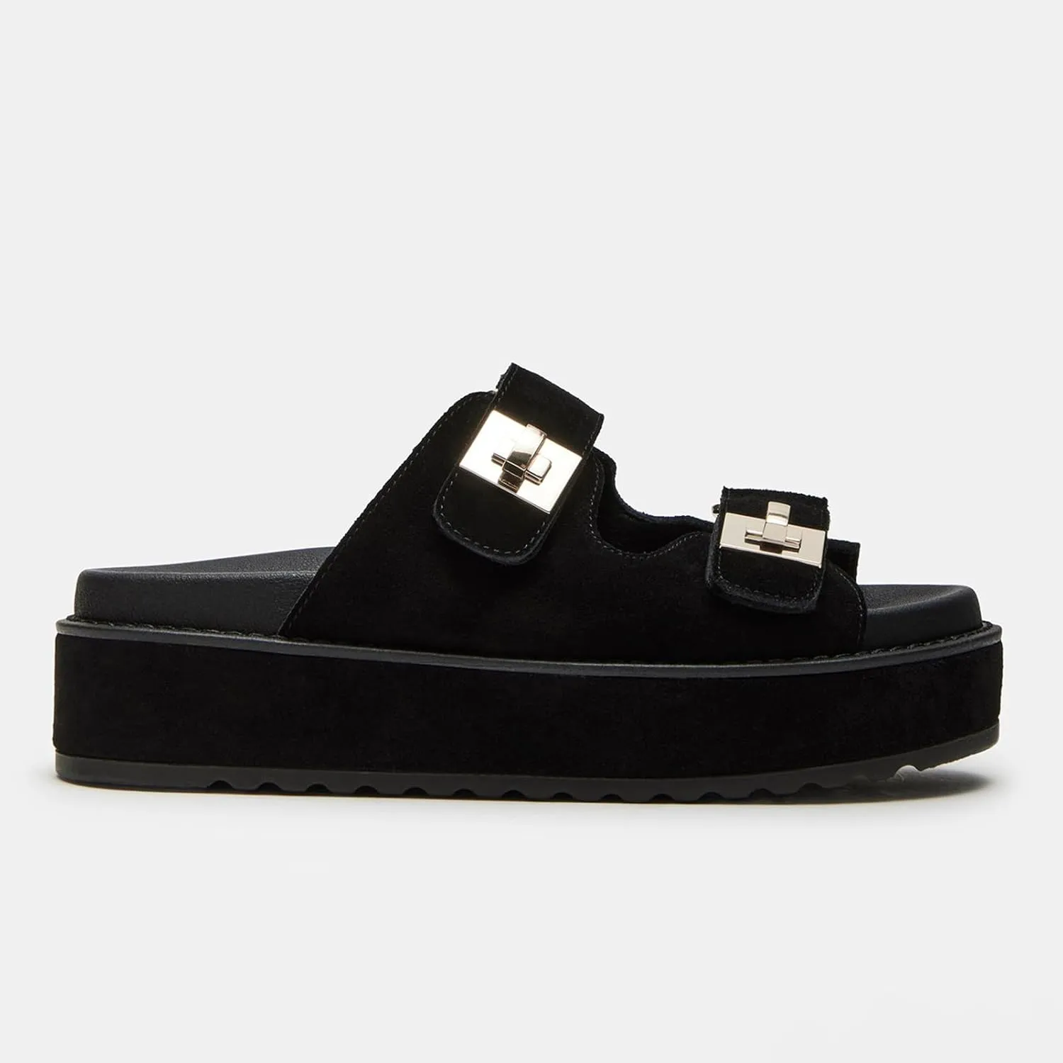SOVANYOU Platform Sandals for Women Comfortable Summer Beach Sandal Slip on Platform Slides Double Buckle Casual Vacation Shoes