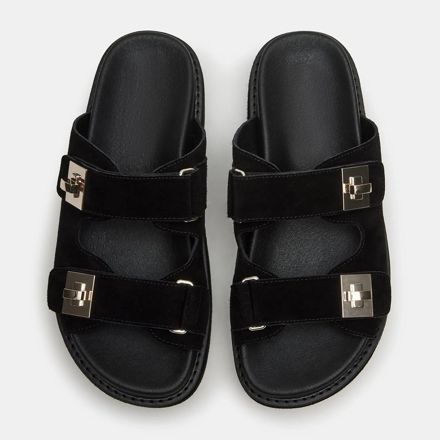 SOVANYOU Platform Sandals for Women Comfortable Summer Beach Sandal Slip on Platform Slides Double Buckle Casual Vacation Shoes
