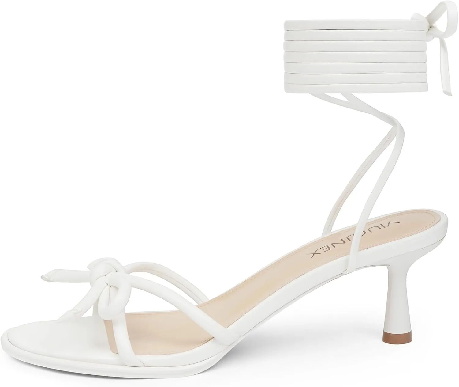 Strappy Heels Bow Tie Kitten Heels for Women Lace up Sandals Rounded Toe Party Dressy Prom Shoes