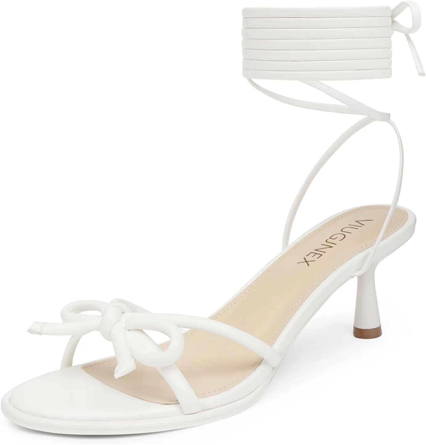 Strappy Heels Bow Tie Kitten Heels for Women Lace up Sandals Rounded Toe Party Dressy Prom Shoes