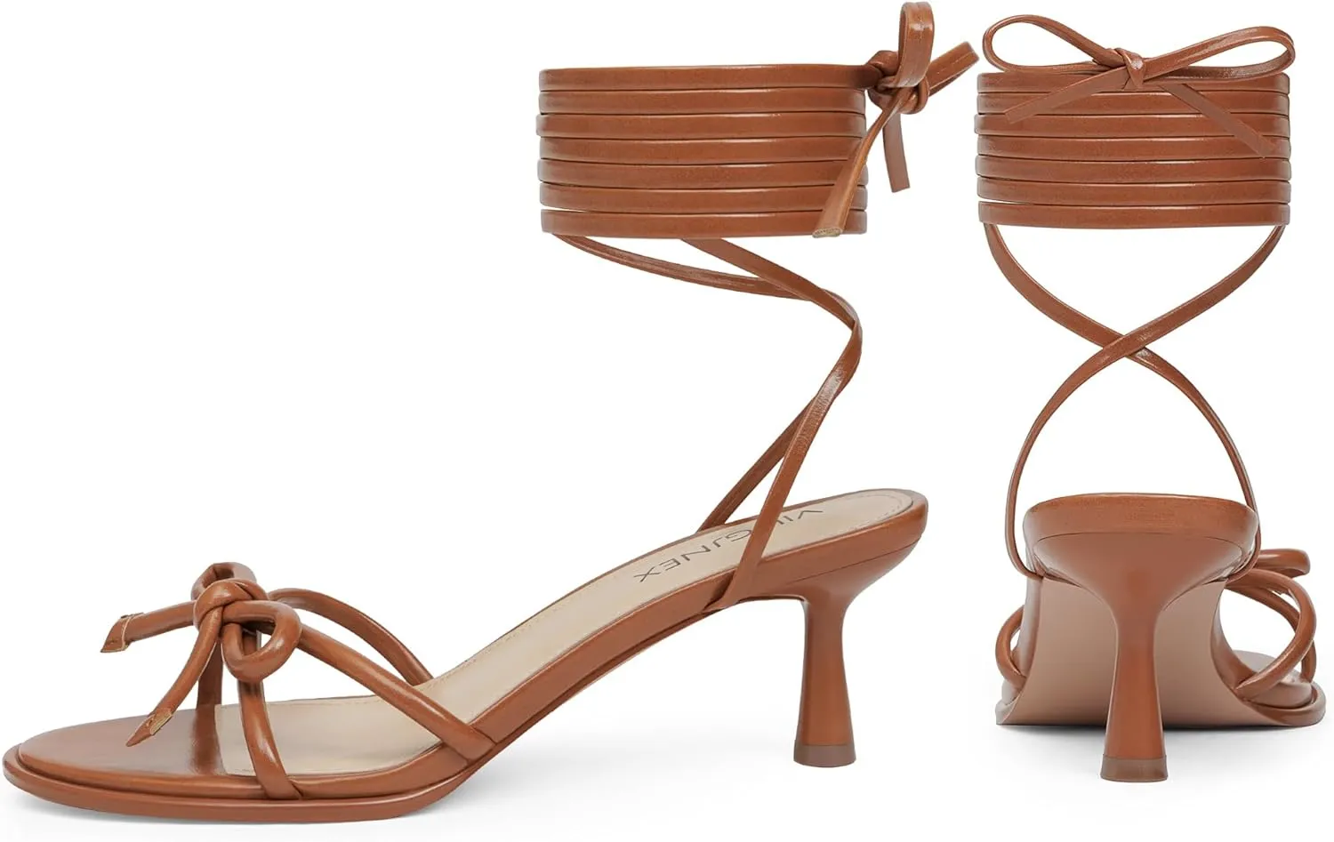 Strappy Heels Bow Tie Kitten Heels for Women Lace up Sandals Rounded Toe Party Dressy Prom Shoes
