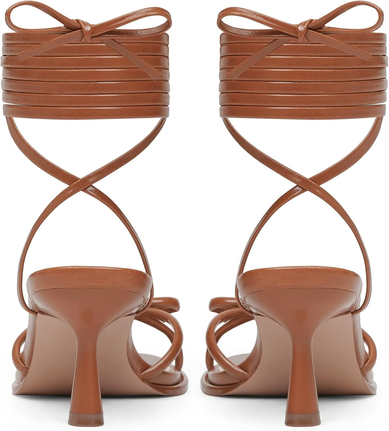 Strappy Heels Bow Tie Kitten Heels for Women Lace up Sandals Rounded Toe Party Dressy Prom Shoes