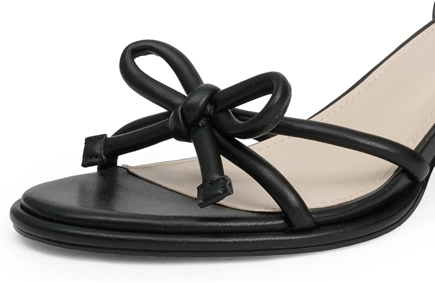Strappy Heels Bow Tie Kitten Heels for Women Lace up Sandals Rounded Toe Party Dressy Prom Shoes