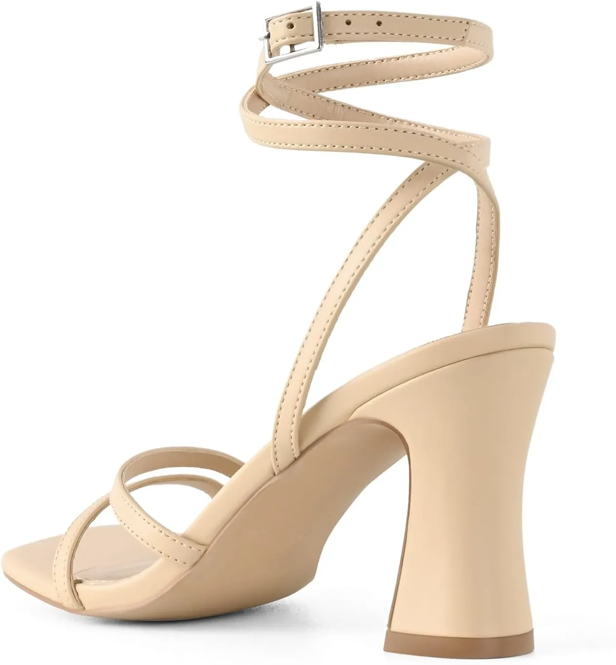 Strappy Heels for Women Chunky Block High Heels Square Toe Ankle Buckle Sandals wedding dress shoes