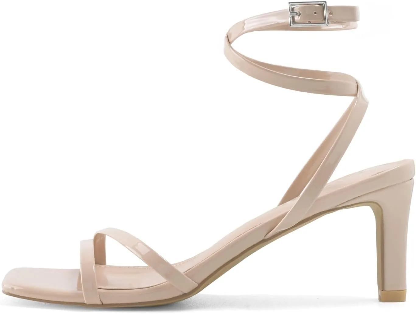 Strappy Heels for Women Chunky Heel Summer Square Toe Heeled Sandals Comfortable Adjustable Buckle Ankle Strap Sexy Dressy Shoes Party Wedding