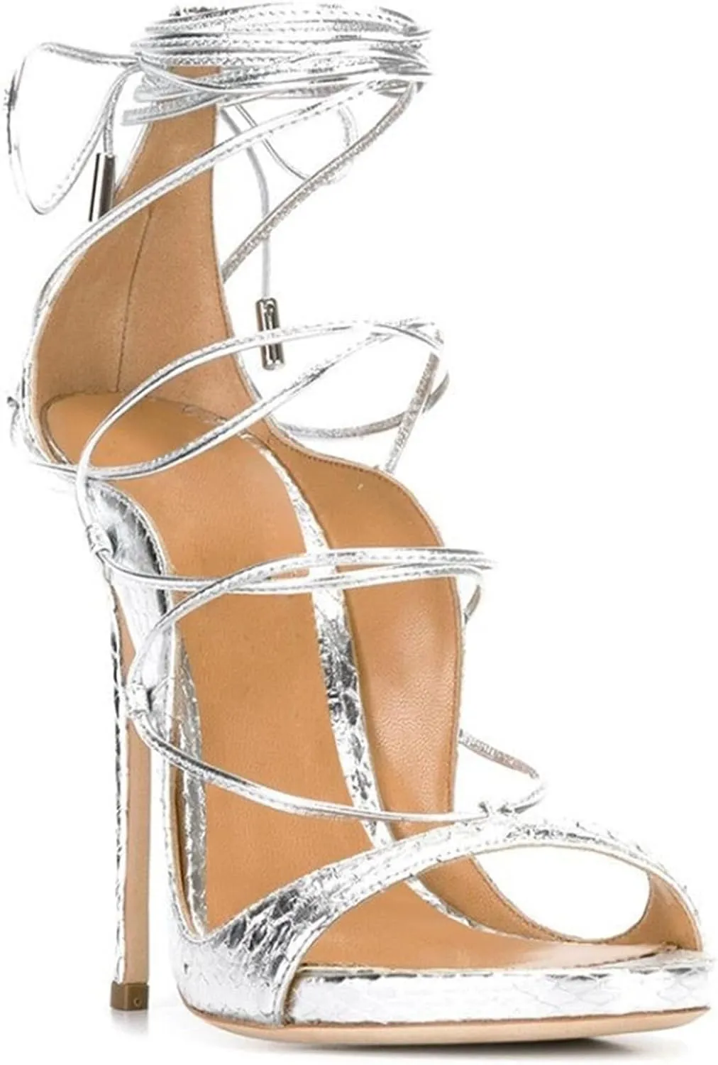 Strappy Heels for Women Open Toe Lace Up Stiletto High Heeled Sandals Prom Party Daily Wedding Shoes