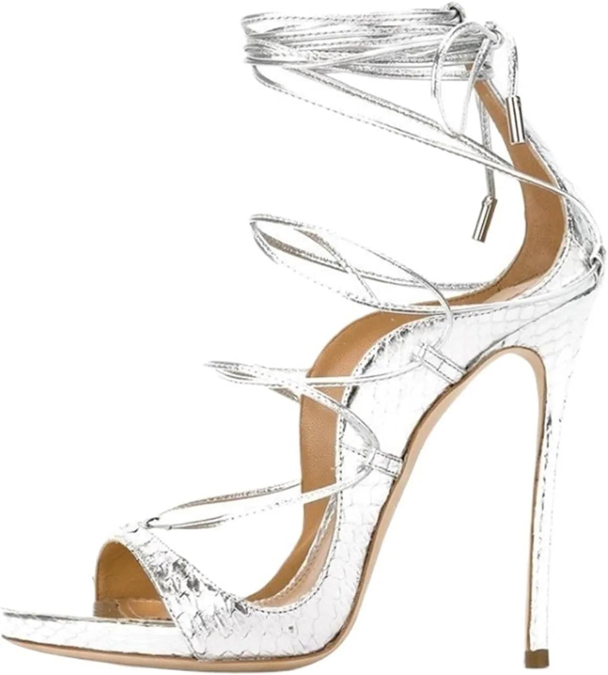 Strappy Heels for Women Open Toe Lace Up Stiletto High Heeled Sandals Prom Party Daily Wedding Shoes